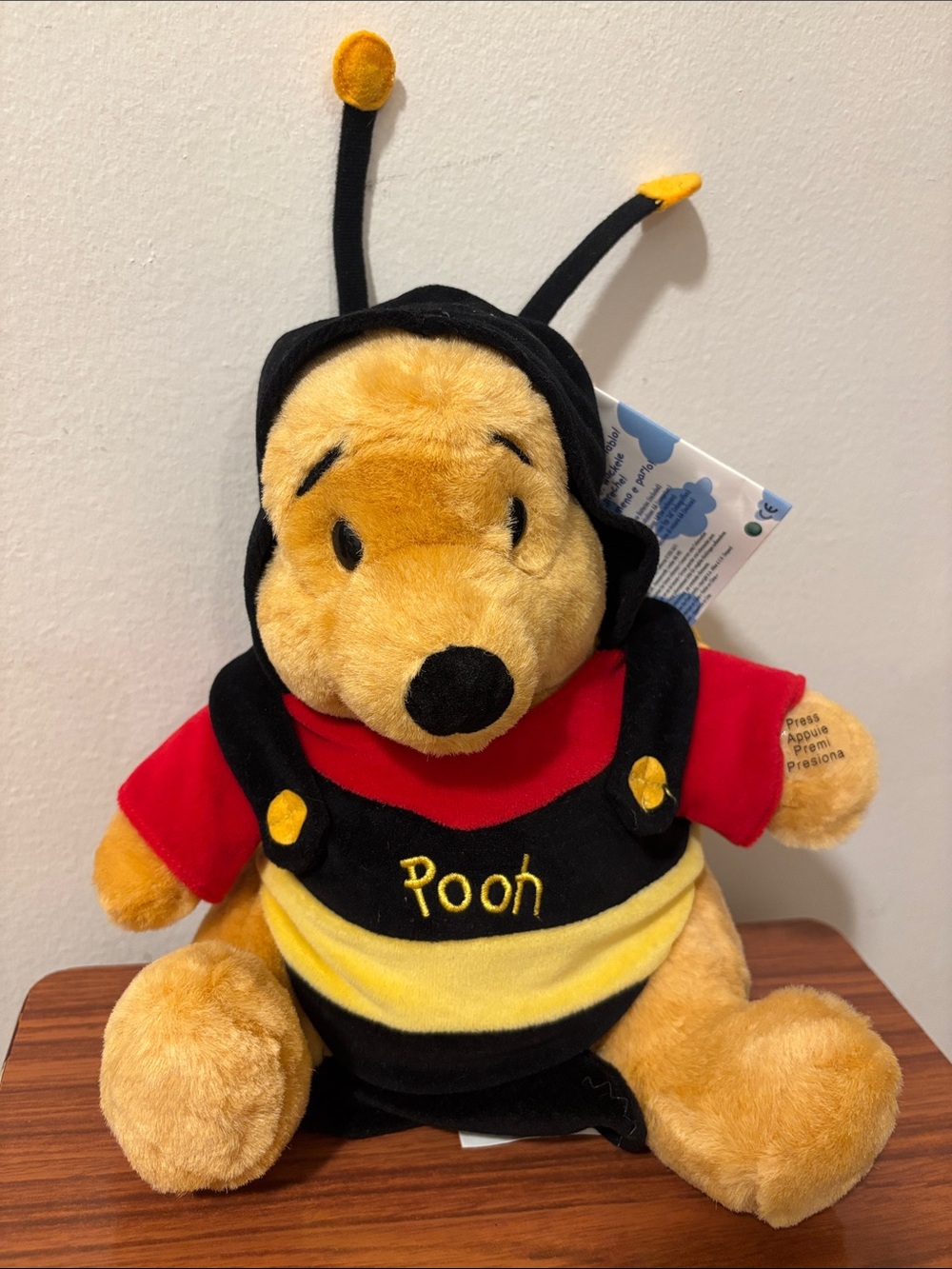 Disney Winnie the Pooh Plush in Bee Outfit - Yellow, Red & Black